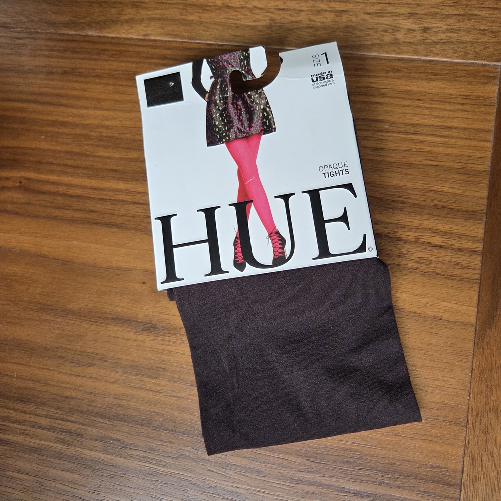 HUE Size 1 Espresso Brown Opaque Tights 40 Denier NWT